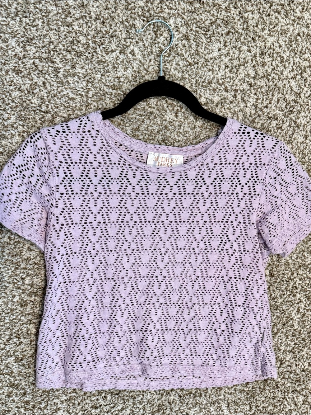 Francesca's X Audrey Parks Lavender Eyelet Cropped Blouse